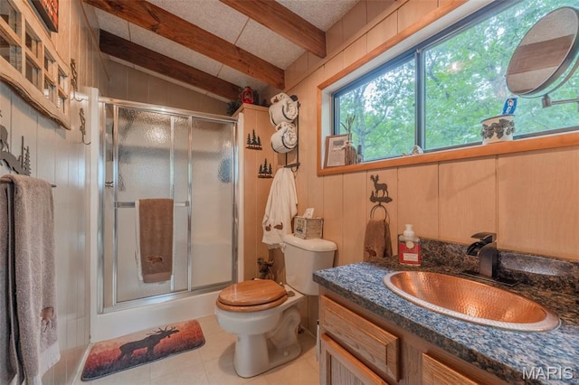 483 Hummingbird View Dr, Innsbrook, MO 63390 - bathroom featuring a shower stall, vanity, and tile patterned floors
