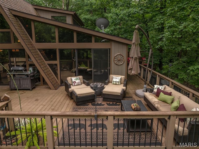 483 Hummingbird View Dr, Innsbrook, MO 63390 - wooden deck featuring an outdoor living space