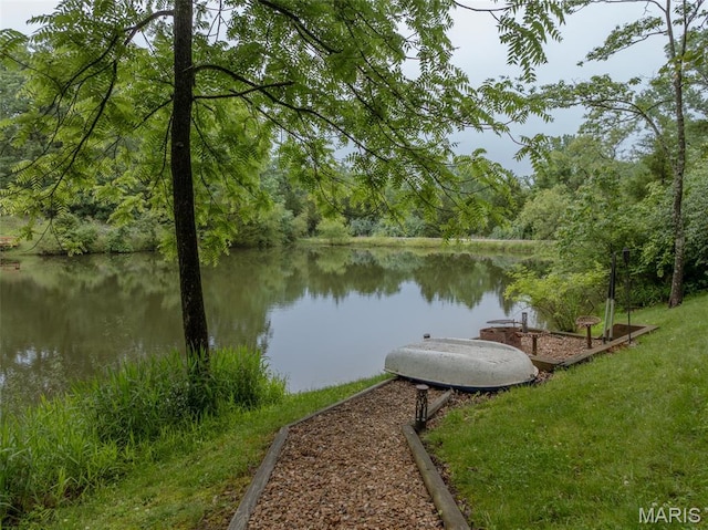 483 Hummingbird View Dr, Innsbrook, MO 63390 - dock area with a water view and a view of trees