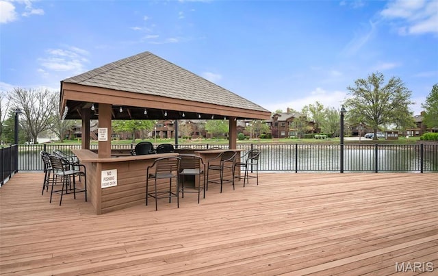 408 Kipling Way Unit A, Weldon Spring, MO 63304 - wooden deck with a gazebo and a water view