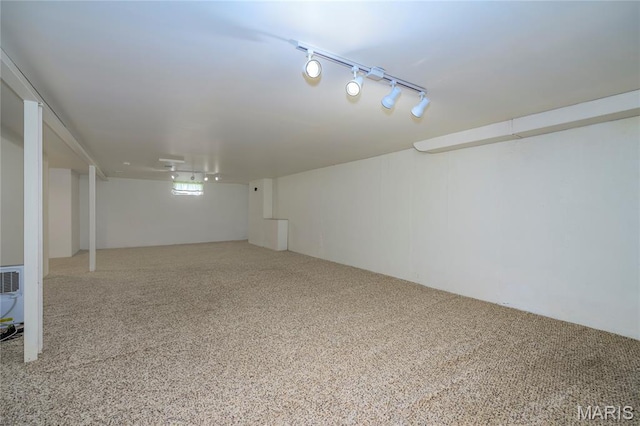 7870 Trenton Ave, University City, MO 63130 - basement with carpet floors and track lighting