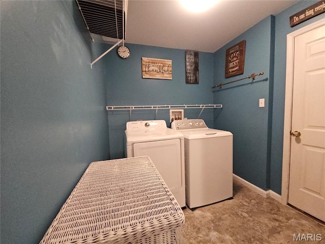 1751 Briarmanor Dr, Lake St Louis, MO 63367 - laundry area with washing machine and clothes dryer and baseboards