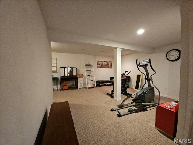 1751 Briarmanor Dr, Lake St Louis, MO 63367 - workout area with carpet and recessed lighting