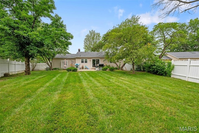 1203 Summerwood Dr, Saint Peters, MO 63376 - fenced backyard featuring a patio area