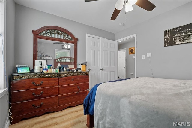 135 Anabel Ave, Saint Louis, MO 63135 - bedroom featuring light wood-style floors, a closet, and ceiling fan