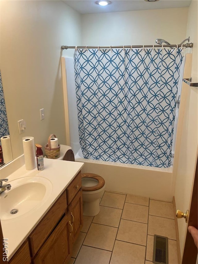 1036 Red Arrow, Sikeston, MO 63801 - bathroom featuring shower / bath combo, vanity, and tile patterned flooring
