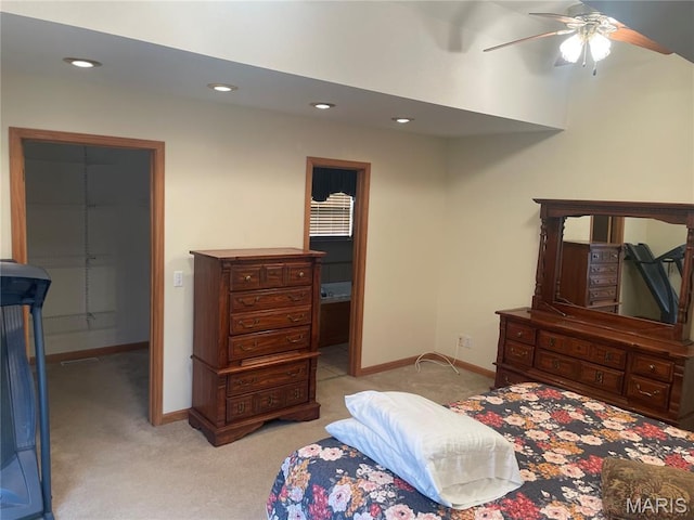 1036 Red Arrow, Sikeston, MO 63801 - bedroom with light carpet, recessed lighting, and ceiling fan