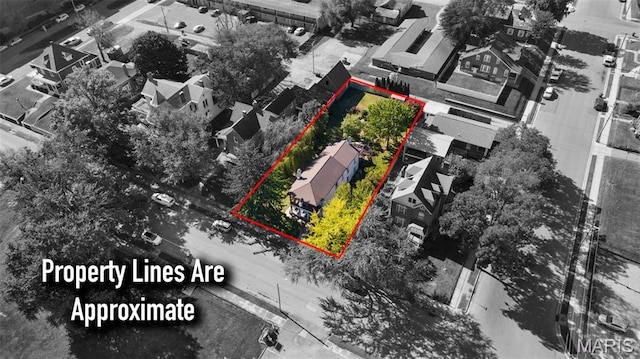 309 S Spanish Cpe, Girardeau, MO 63701 - aerial perspective of suburban area featuring property boundaries highlighted