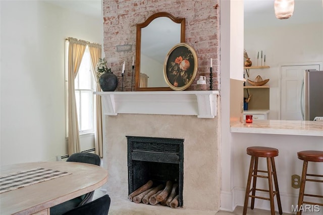 124 W Ross St, Palmyra, MO 63461 - living room featuring a fireplace