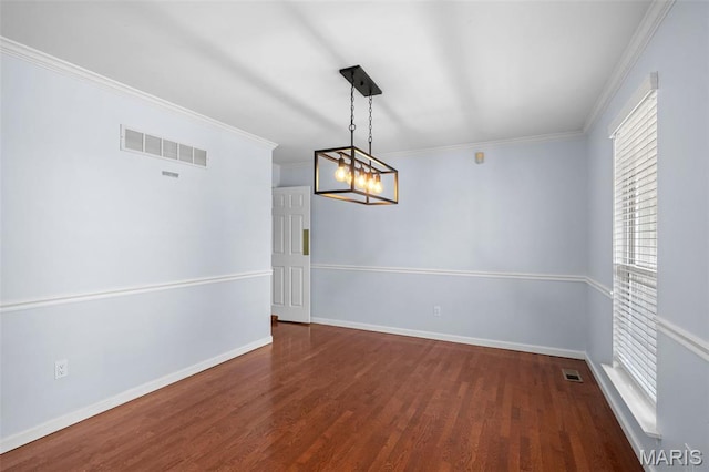 12101 Fahrpark Ln, Saint Louis, MO 63146 - empty room with wood finished floors, crown molding, and a chandelier