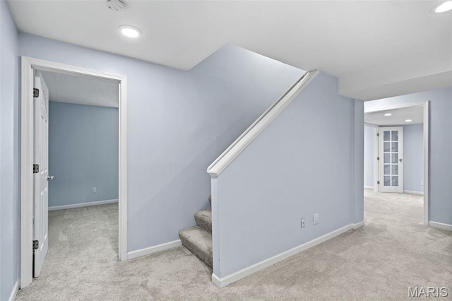 12101 Fahrpark Ln, Saint Louis, MO 63146 - stairway with carpet flooring and recessed lighting
