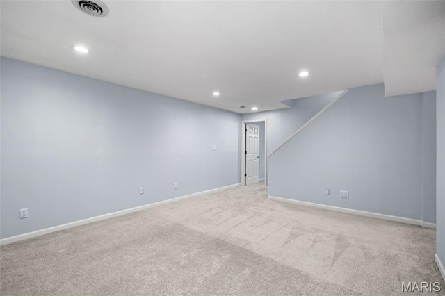 12101 Fahrpark Ln, Saint Louis, MO 63146 - finished basement with recessed lighting and carpet flooring