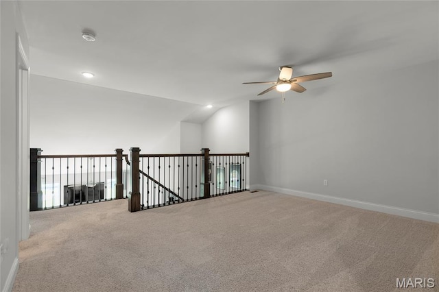 145 Royal Inverness Pkwy, Dardenne Prairie, MO 63368 - carpeted empty room with a smoke detector, a ceiling fan, recessed lighting, and vaulted ceiling