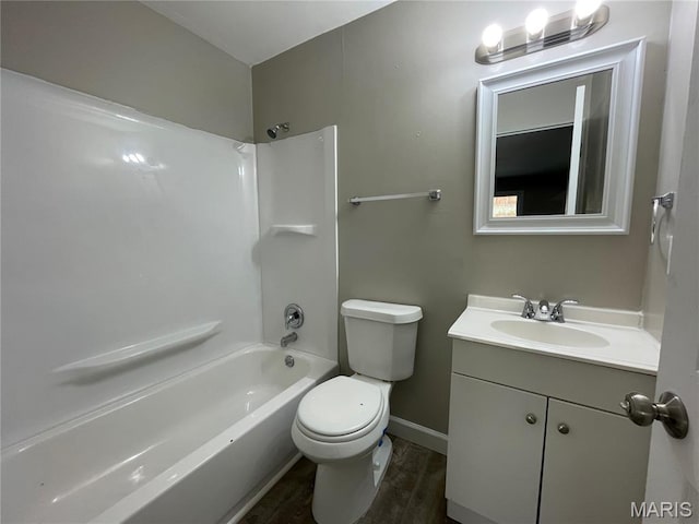 415 Waterford Dr, Florissant, MO 63033 - bathroom featuring vanity, shower / bath combination, and wood finished floors