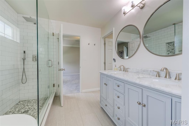 3325 Charlestowne Crossing Dr, Saint Charles, MO 63301 - bathroom with a shower stall and double vanity