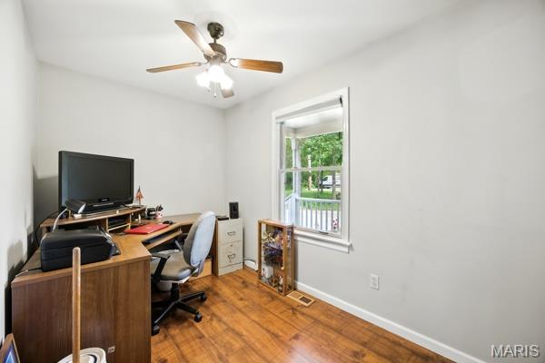 9 Sun Trail, Rise Trail, MO 63050 - office featuring wood finished floors and ceiling fan