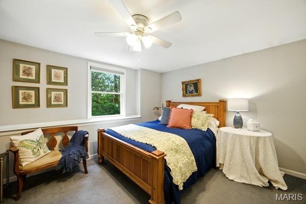 9 Sun Trail, Rise Trail, MO 63050 - carpeted bedroom featuring a ceiling fan and baseboards
