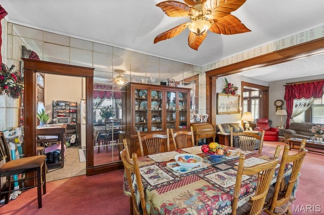 3623 Iowa Ave, Saint Louis, MO 63118 - carpeted dining area featuring a ceiling fan