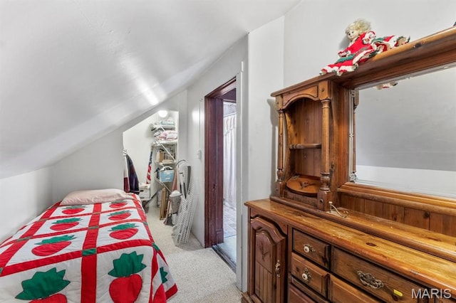 3623 Iowa Ave, Saint Louis, MO 63118 - bedroom with light colored carpet, lofted ceiling, and access to exterior