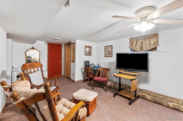 3623 Iowa Ave, Saint Louis, MO 63118 - living room featuring carpet and ceiling fan
