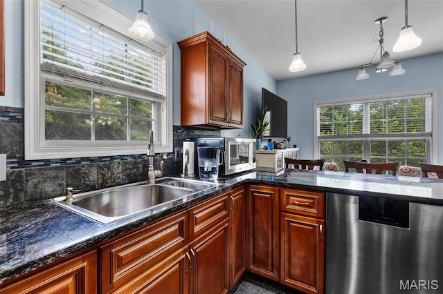 1638 County Road 642, Cape Girardeau, MO 63701 - kitchen with stainless steel dishwasher, a sink, plenty of natural light, and decorative light fixtures