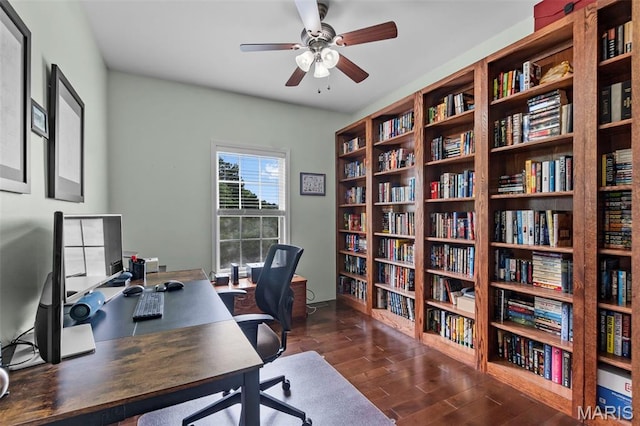 1638 County Road 642, Cape Girardeau, MO 63701 - office featuring bookshelves, wood finished floors, and ceiling fan