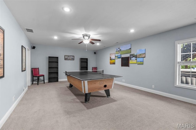 1638 County Road 642, Cape Girardeau, MO 63701 - recreation room with recessed lighting, carpet flooring, ceiling fan, and baseboards