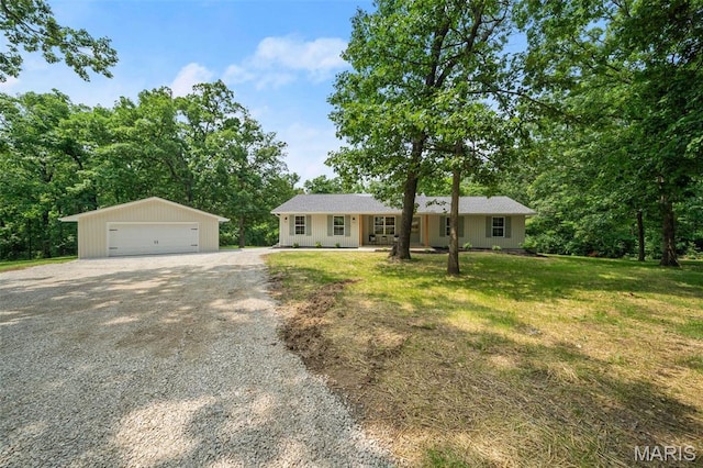 178 Spring Branch Rd, Troy, MO 63379 - ranch-style home featuring an outbuilding, a detached garage, and a front yard