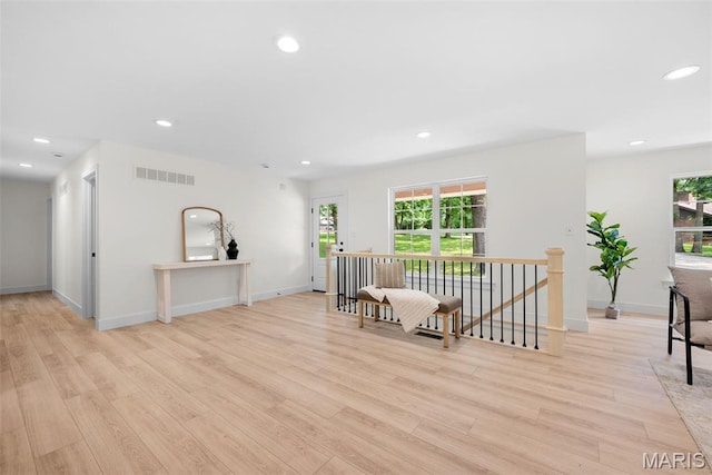 178 Spring Branch Rd, Troy, MO 63379 - living area with an upstairs landing, light wood-style floors, and recessed lighting