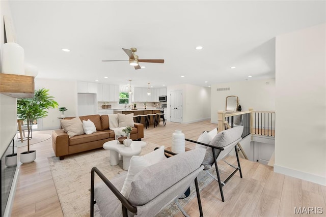 178 Spring Branch Rd, Troy, MO 63379 - living area featuring ceiling fan, recessed lighting, and light wood-type flooring