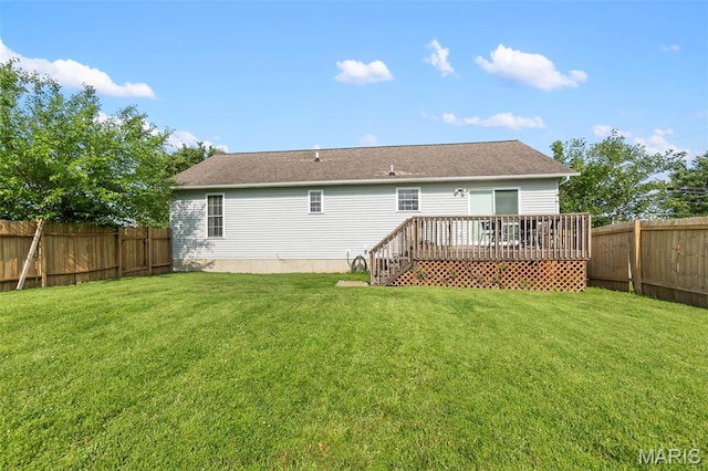 757 N W Ln, Jackson, MO 63755 - rear view of house featuring a fenced backyard and a wooden deck