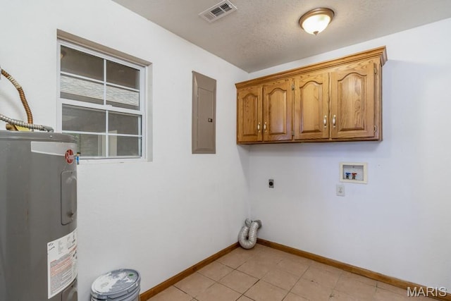 19395 Ripley Dr, Lebanon, MO 65536 - washroom with electric water heater, electric panel, cabinet space, hookup for an electric dryer, and baseboards