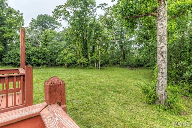 17560 Old Jamestown Rd, Florissant, MO 63034 - view of green lawn featuring a wooden deck
