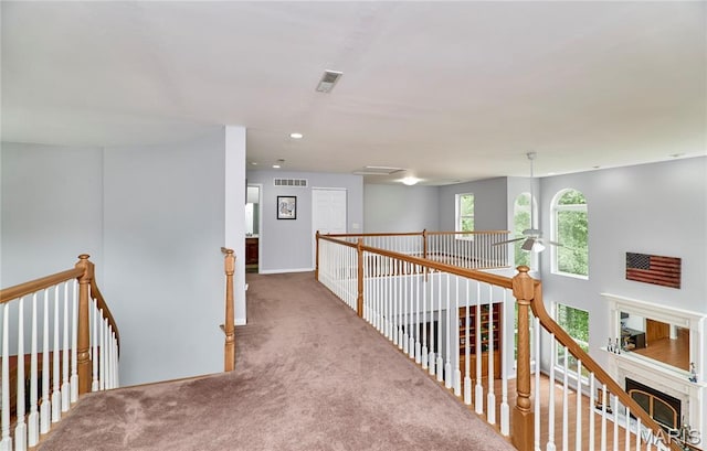 4 Hahn Estates Rd, Winfield, MO 63389 - hall featuring an upstairs landing, carpet floors, and recessed lighting