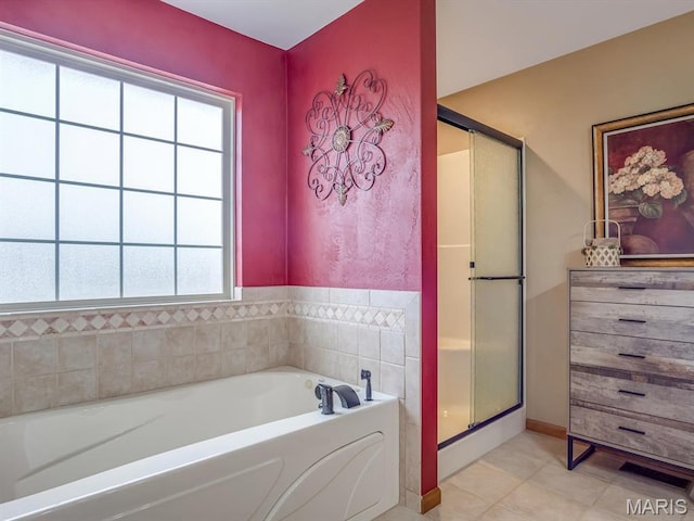 4184 Red Field Dr, Swansea, IL 62226 - bathroom with a garden tub, a shower stall, and tile patterned floors