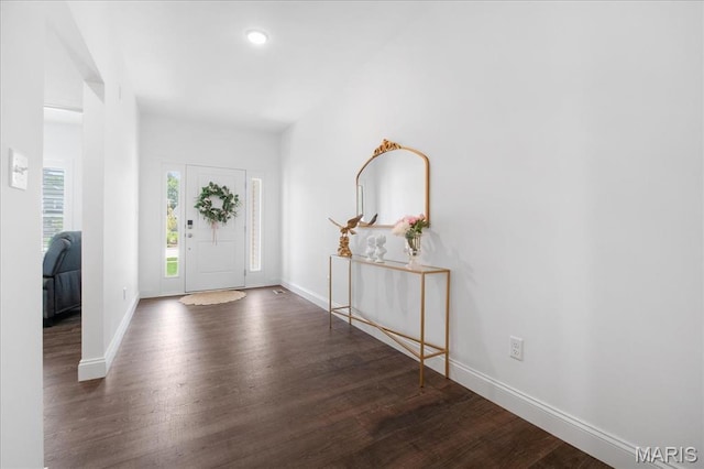 111 Creek Haven Ct, Lake St Louis, MO 63367 - foyer entrance with dark wood-type flooring and baseboards
