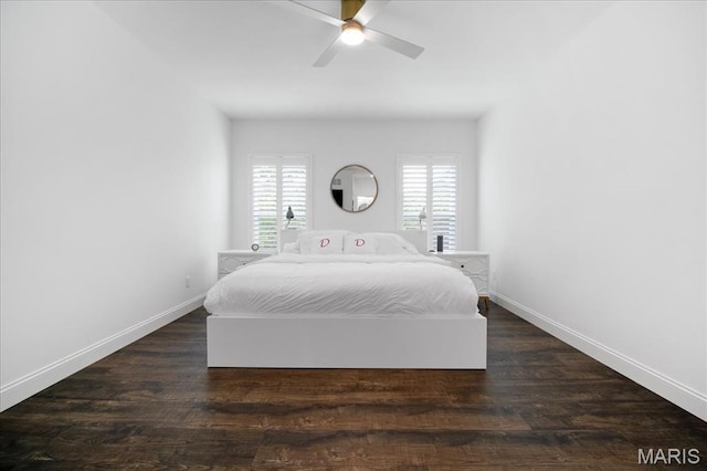 111 Creek Haven Ct, Lake St Louis, MO 63367 - bedroom featuring baseboards, wood finished floors, and ceiling fan