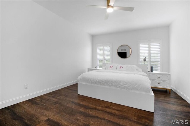 111 Creek Haven Ct, Lake St Louis, MO 63367 - bedroom featuring wood finished floors, baseboards, and a ceiling fan