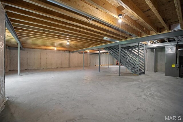 111 Creek Haven Ct, Lake St Louis, MO 63367 - unfinished below grade area featuring stairs and heating unit