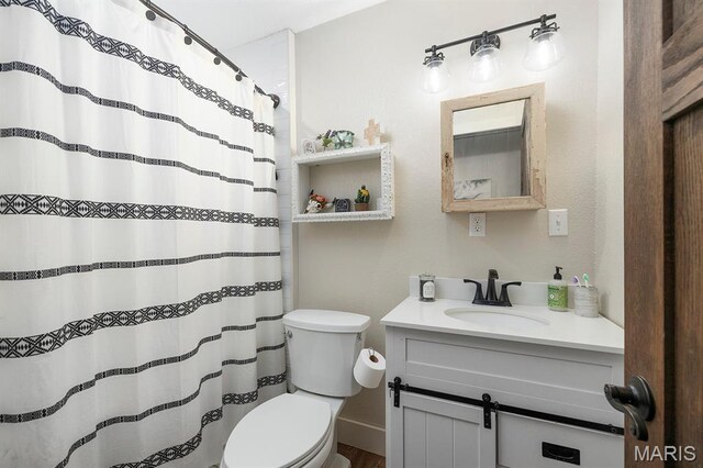 12198 Kitchem Dr, Licking, MO 65542 - bathroom featuring toilet, vanity, and a shower with curtain