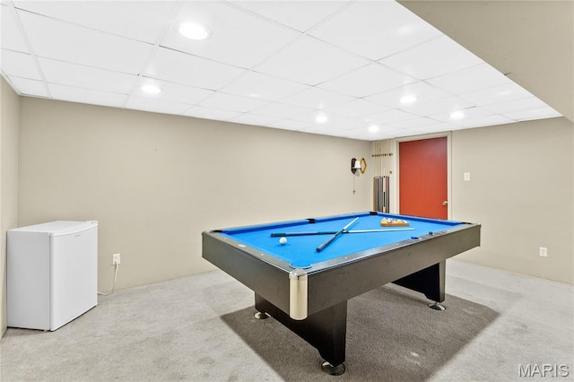 430 Coachway Ln, Hazelwood, MO 63042 - game room featuring carpet floors, recessed lighting, billiards, and a paneled ceiling