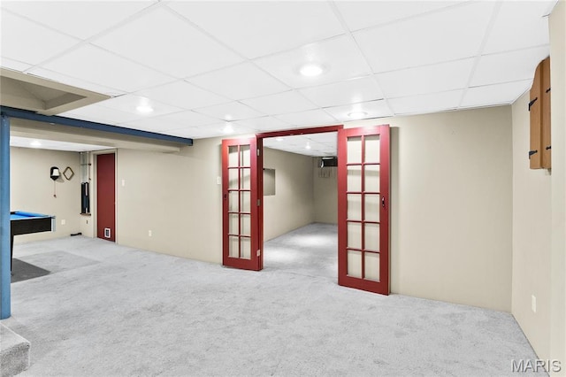 430 Coachway Ln, Hazelwood, MO 63042 - finished basement featuring carpet flooring, french doors, billiards table, and recessed lighting