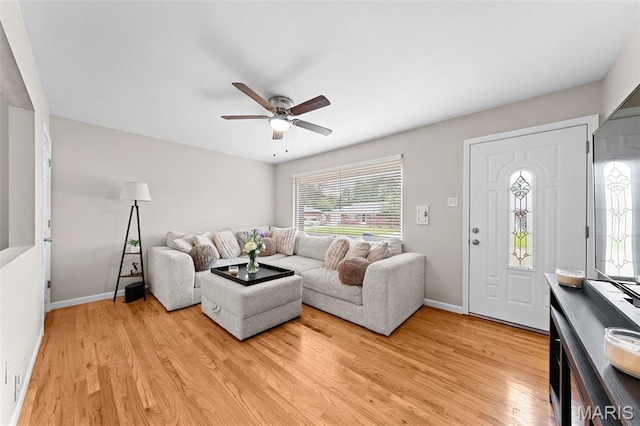 4620 Kramer Dr, Saint Louis, MO 63123 - living room with ceiling fan and light wood finished floors