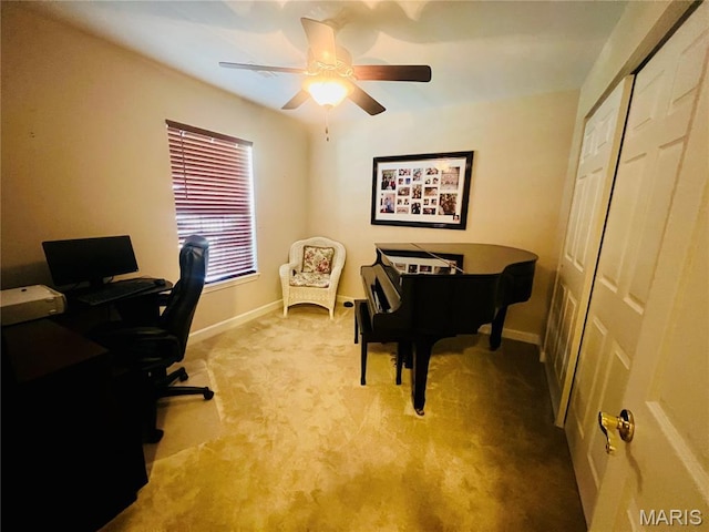 305 Hawk Nest Ct, Union, MO 63084 - carpeted office space featuring a ceiling fan and baseboards