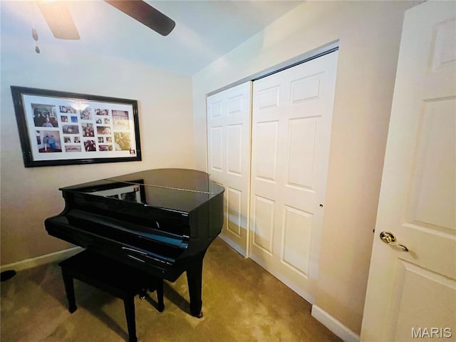305 Hawk Nest Ct, Union, MO 63084 - living area with carpet and a ceiling fan
