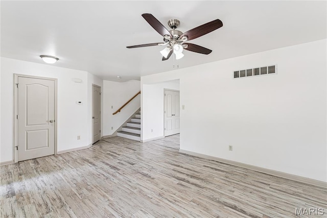 3101 Keelboat Xing, Saint Charles, MO 63301 - unfurnished room featuring stairway, light wood finished floors, and ceiling fan