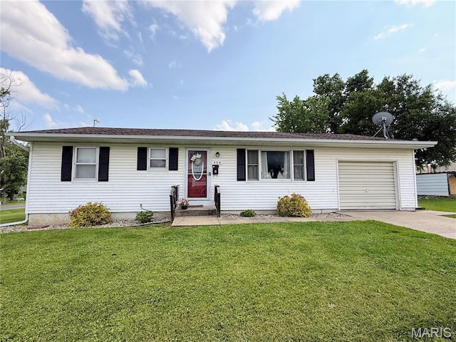 408 Clay, Edina, MO 63537 - single story home with an attached garage, concrete driveway, a front yard, and entry steps