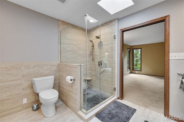 1509 Redbriar Dr, High Ridge, MO 63049 - bathroom with a skylight and a shower stall