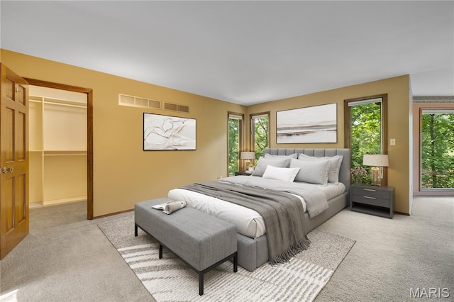 1509 Redbriar Dr, High Ridge, MO 63049 - bedroom featuring light carpet, a walk in closet, and a closet