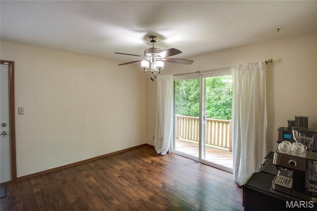 10000 Wondell Woods Dr, Belleville, IL 62223 - unfurnished room with wood finished floors and a ceiling fan